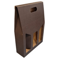 Porta bottiglia tripla con manico 27 x 9 x 38 - Colore marrone - Confezione da 20 pezzi 15 Portabottiglia_triplo_marrone
