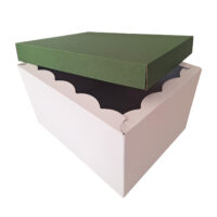 Scatola Fondo e Coperchio 39,5 x 30,7 x 22,3cm (LxPxH) Bianco Verde Scuro - Confezione da 10 pezzi 8 Scatola_alta_bianca_verde_scuro_aperta