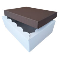 Scatola Fondo e Coperchio 39,5 x 30,7 x 14,3cm (LxPxH) Bianco Marrone - Confezione da 10 pezzi 3 Scatola_bassa_bianca_marrone_aperta