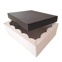 Scatola Fondo e Coperchio 39,5 x 30,7 x 14,3cm (LxPxH) Bianco Nero - Confezione da 10 pezzi 4 Scatola_bassa_bianca_nera_aperta