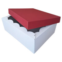 Scatola Fondo e Coperchio 39,5 x 30,7 x 14,3cm (LxPxH) Bianco Rosso Mattone - Confezione da 10 pezzi 5 Scatola_bassa_bianca_rosso_mattone_aperto